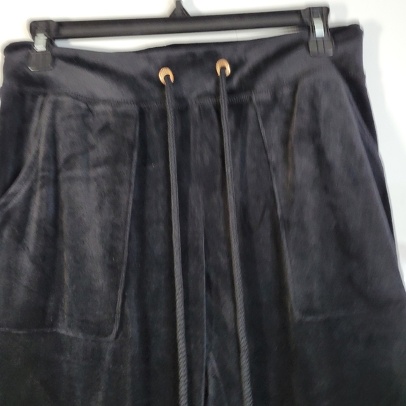 Womens Green Tea Velour draw string pants Black Flare/bootcut bottoms Size Small - Picture 5 of 12